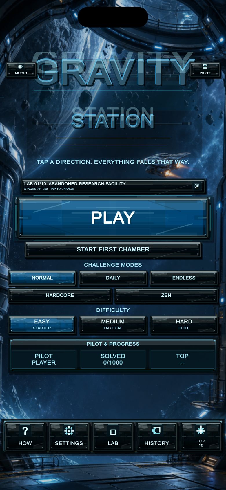 Gravity Station on iPhone: Welcome