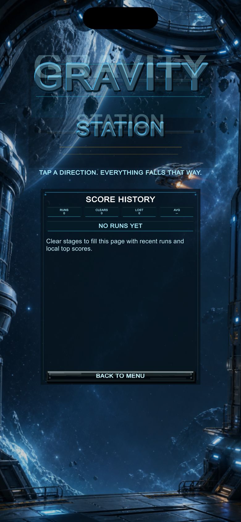 Gravity Station on iPhone: Run history