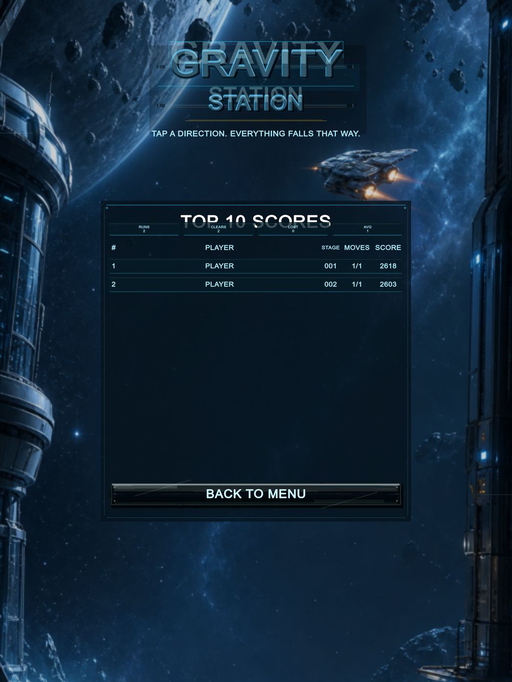 Gravity Station on iPad: Top scores